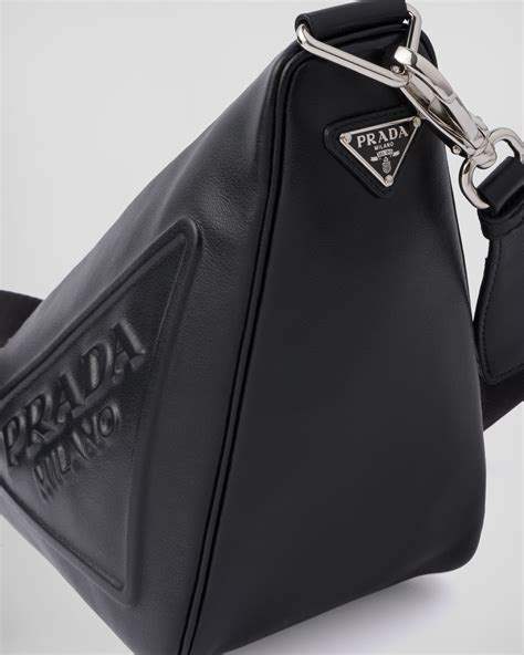 prada handbag black leather hobo buckles|prada triangle leather shoulder bag.